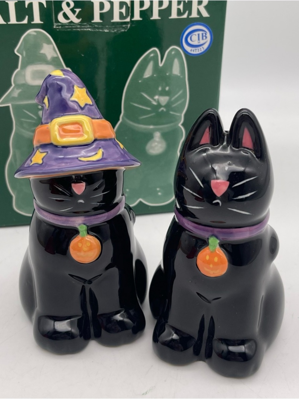 Harry And David Halloween Black Cat Salt And Pepper Shakers A11